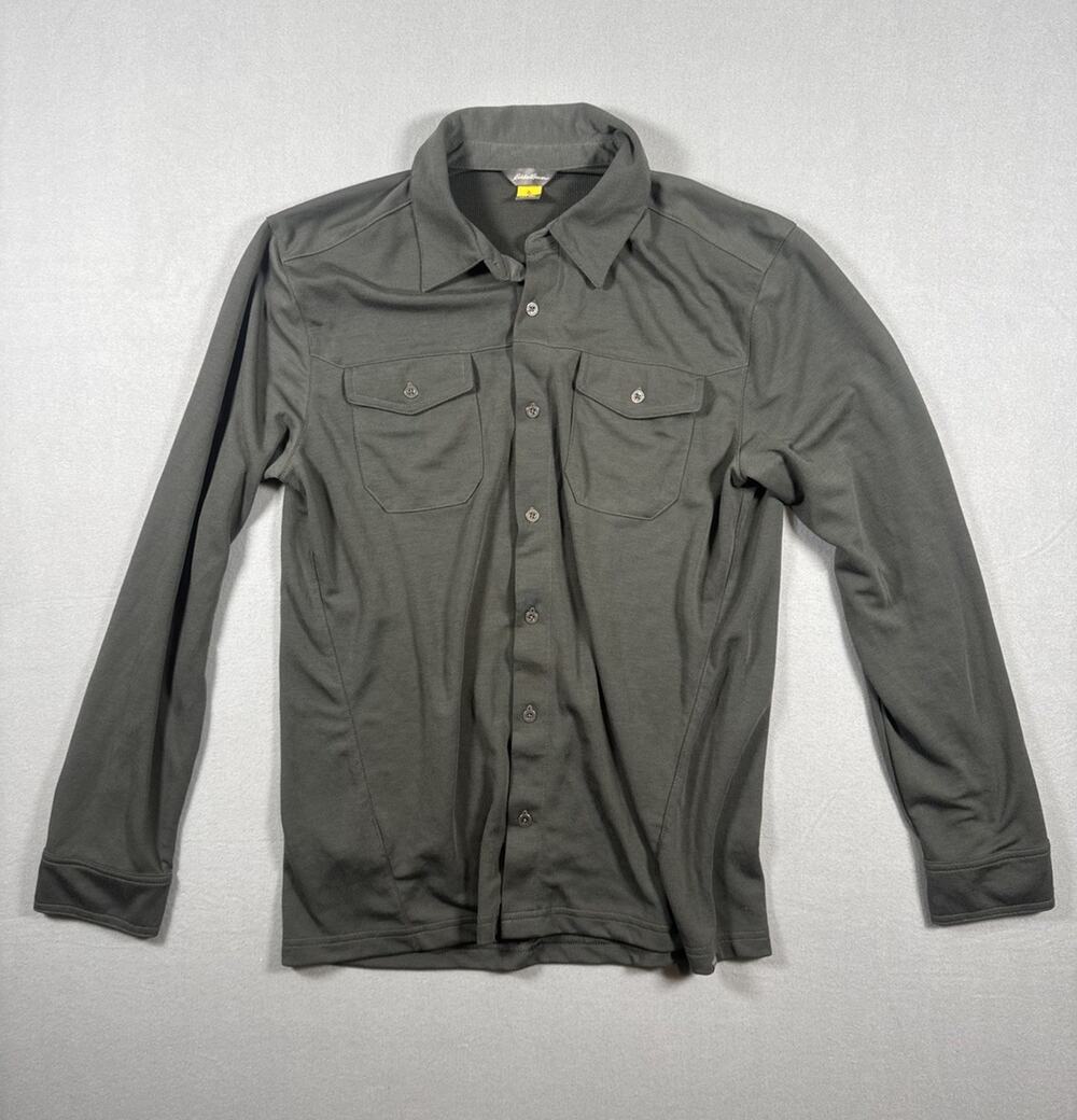 Eddie Bauer Travex Shirt Mens Medium Long Roll Tab Sleeves Button Up Stretch